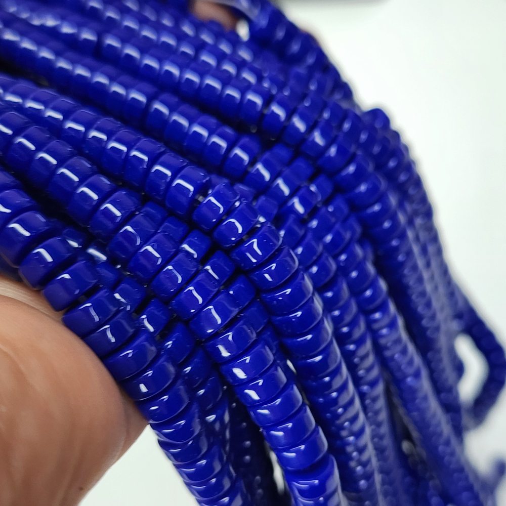 Бусины шайбы, рондель, индиго, лэмпворк, стекло, р-р 6мм, цена за набор 10 шт