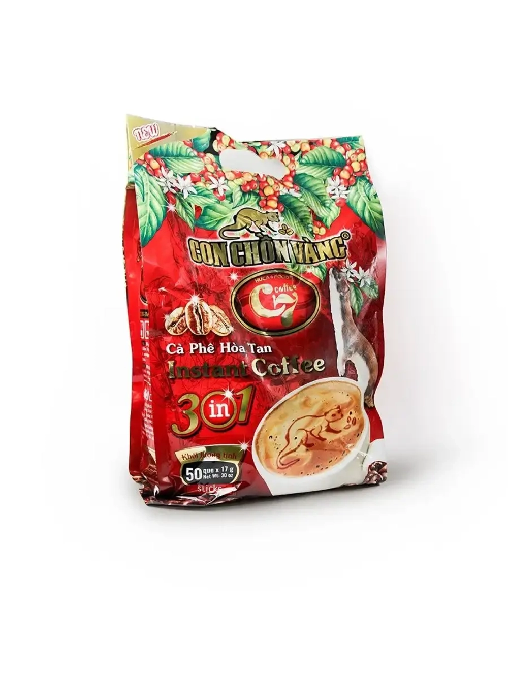 Растворимый вьетнамский кофе HUCAFOOD 3в1 (50 стиков 17 гр)