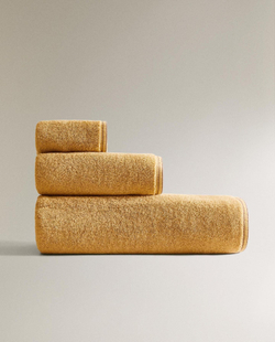 Zara Home - Двойное стежковое банное полотенце, желтый, 30х50 см