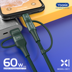 Кабель Yookie CB11 PD - 4 IN 1 Type C - Type C - Lightning