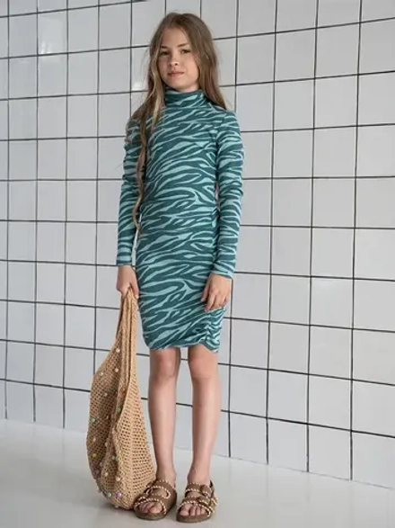 Платье-лапша в рубчик для девочки облегающее на осень