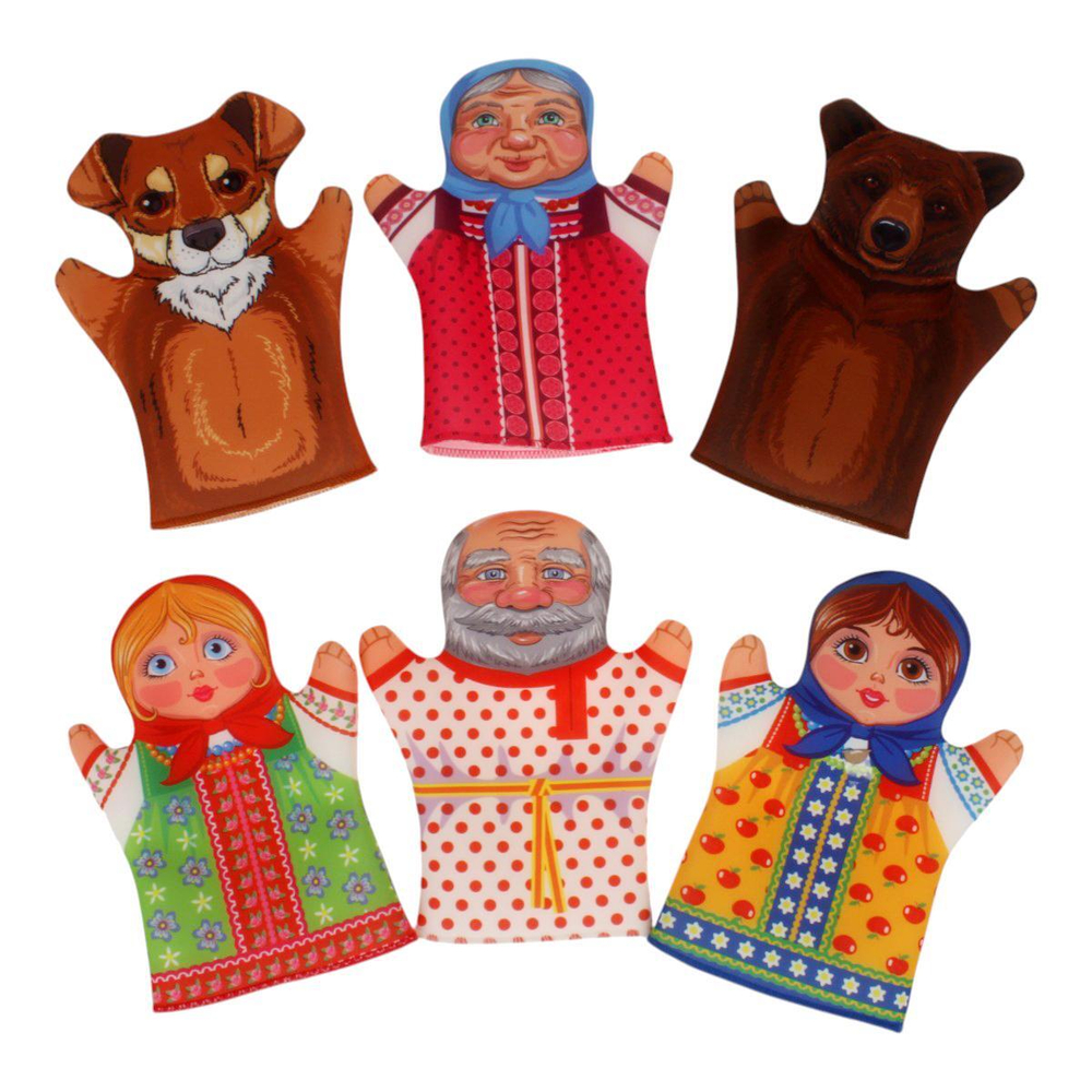 Кукольный театр домашний "Маша и медведь" (6 кукол-перчаток) (Т-Ц)