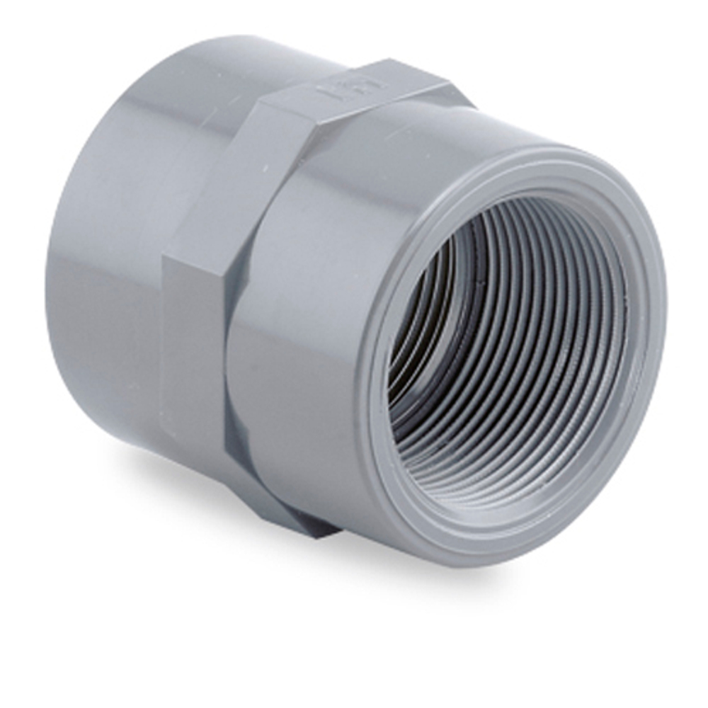 Муфта ПВХ (НПВХ) с внутренней резьбой под клей (Ру10), HIDROTEN, Испания