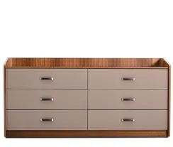 Комод 4219, 180х89 см, шпон эвкалипта, серая экокожа