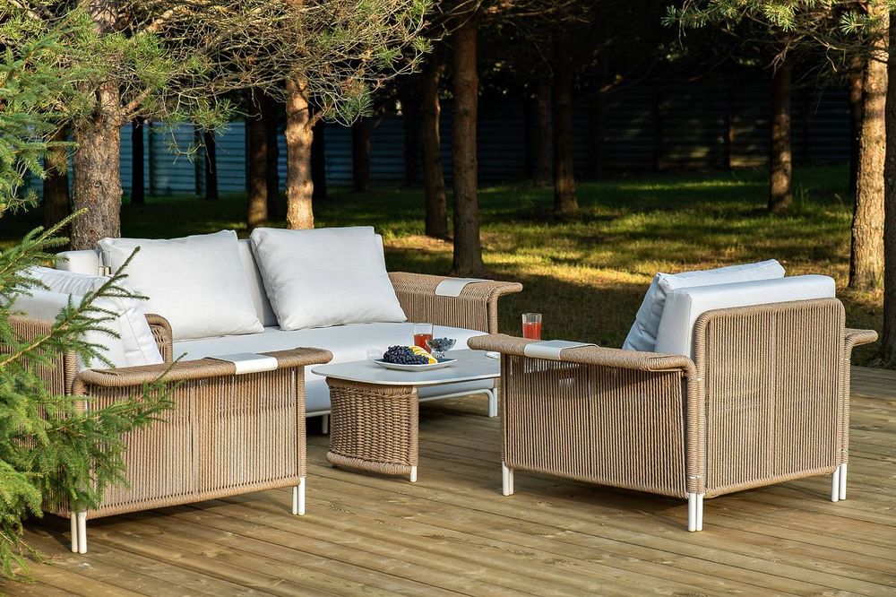 "Мальдивы" лаунж-зона из искусственного ротанга, цвет соломенный