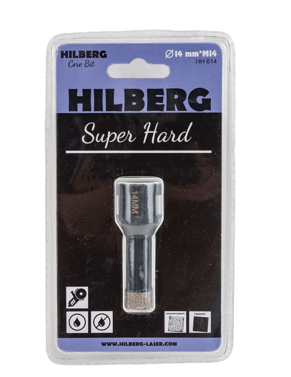 HH614 Коронка алмазная 14мм Hilberg Super Hard M14