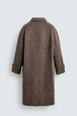 ZARA ПАЛЬТО ИЗ ИСКУССТВЕННОГО МЕХА СО СМЕСОВОЙ ШЕРСТЬЮ, ПЕСОЧНЫЙ МЕЛАНЖ
