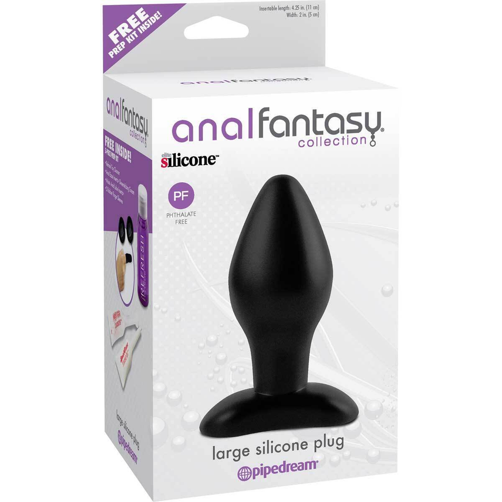 Черная анальная пробка среднего размера Large Silicone Plug - 13 см. (Цвет: черный)