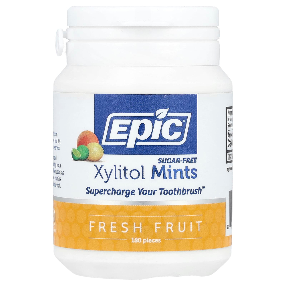 Epic Dental, Ксилитоловая мята, без сахара, свежие фрукты, 180 шт.