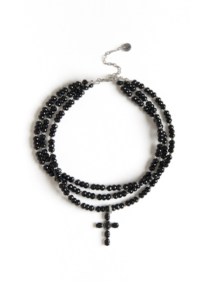 Колье "Black Cross" из черного агата Silver
