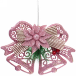 Украшение подвесное «Колокольчик с цветочком» 18*14 см, розовое золото