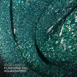 NAIL MODA FLASHING GEL - AQUAMARINE, моделирующий, цветной, 15 г