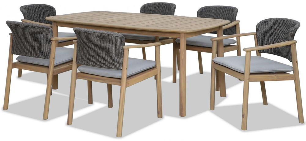 Кресло деревянное с подушкой Tagliamento Freeport, песочный, угольный, серый