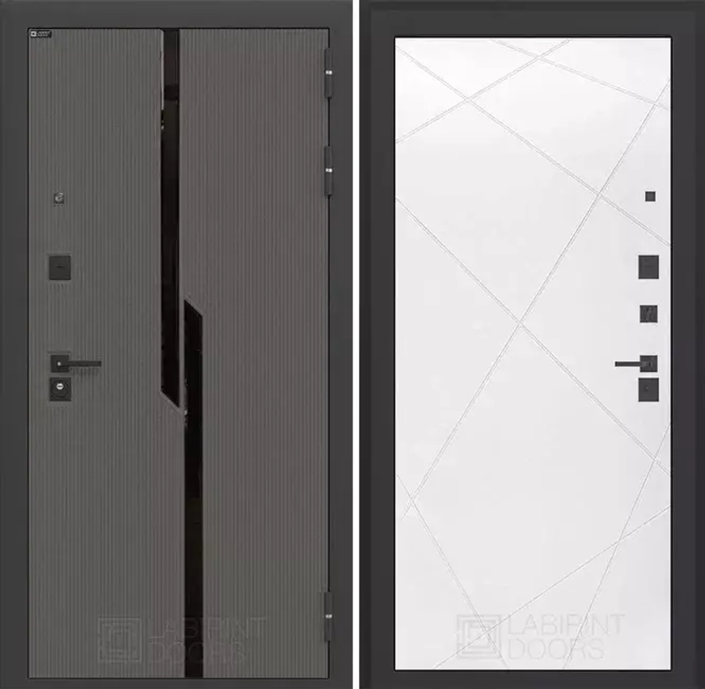 Входная металлическая дверь CARBON (Карбон) 24 Белый софт / Графит Лофт
