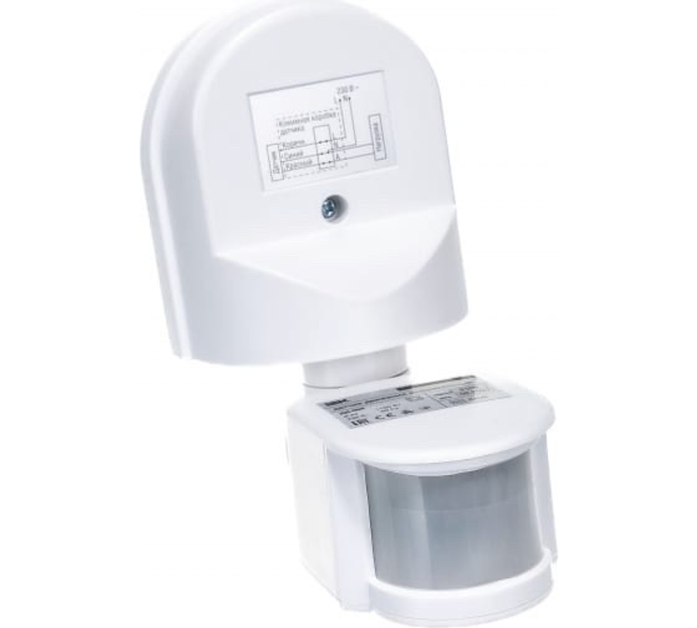 Датчик движения ДД-008 1100Вт 180град 12м IP44 белый IEK LDD10-008-1100-001