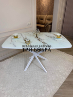 Кухонный раздвижной стол "Танго", белый мрамор