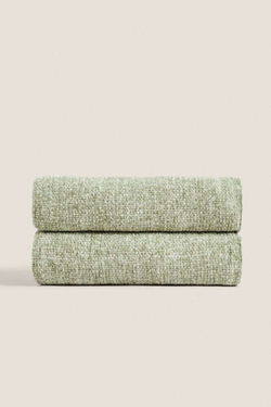 ZARA HOME ТОЛСТОЕ ОДЕЯЛО ИЗ СИНЕЛИ, СВЕТЛО-ЗЕЛЕНЫЙ