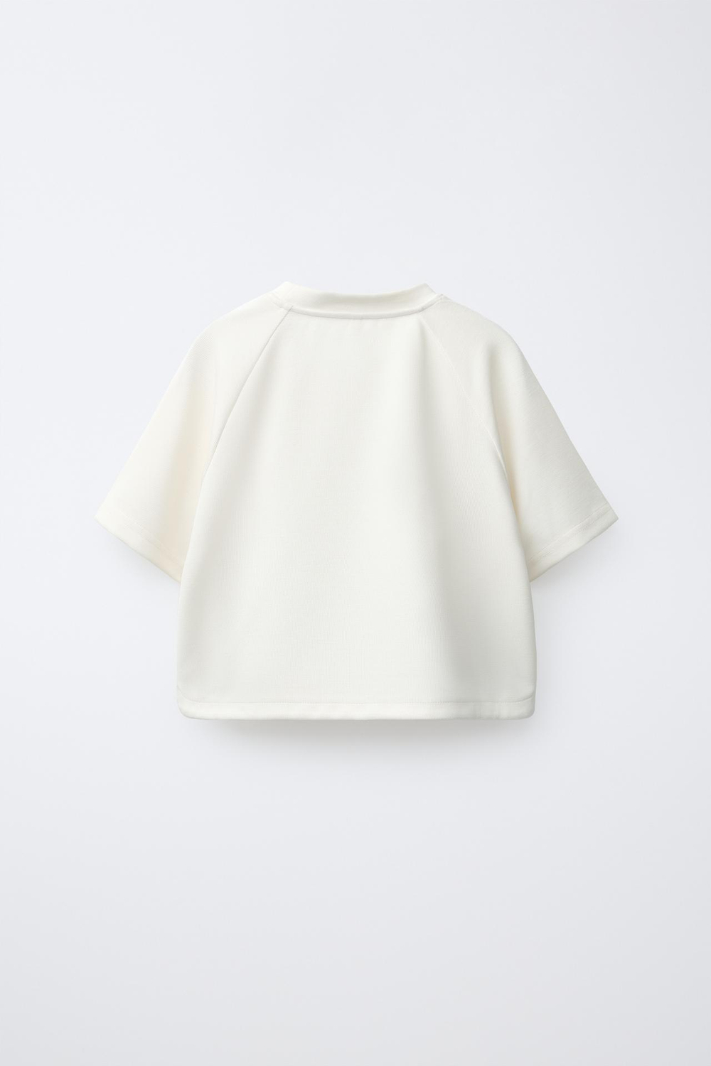 ZARA ФУТБОЛКА С КОНТРАСТНОЙ РЕЛЬЕФНОЙ НАДПИСЬЮ, ЭКРЮ