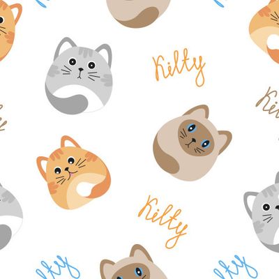 Круглые котики на белом