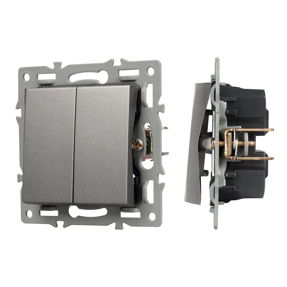 Механизм выключателя двухклавишный проходной SWT-MKP2-PL-GR (250V, 16A) (Arlight, -) 043729