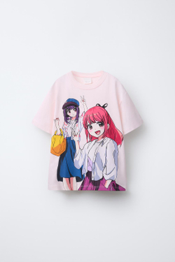 ZARA ФУТБОЛКА С ПРИНТОМ, РОЗОВЫЙ