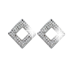 Серьги для ушей BIOJOUX BJT923 Open Square White Pave' Strass 12mm Италия