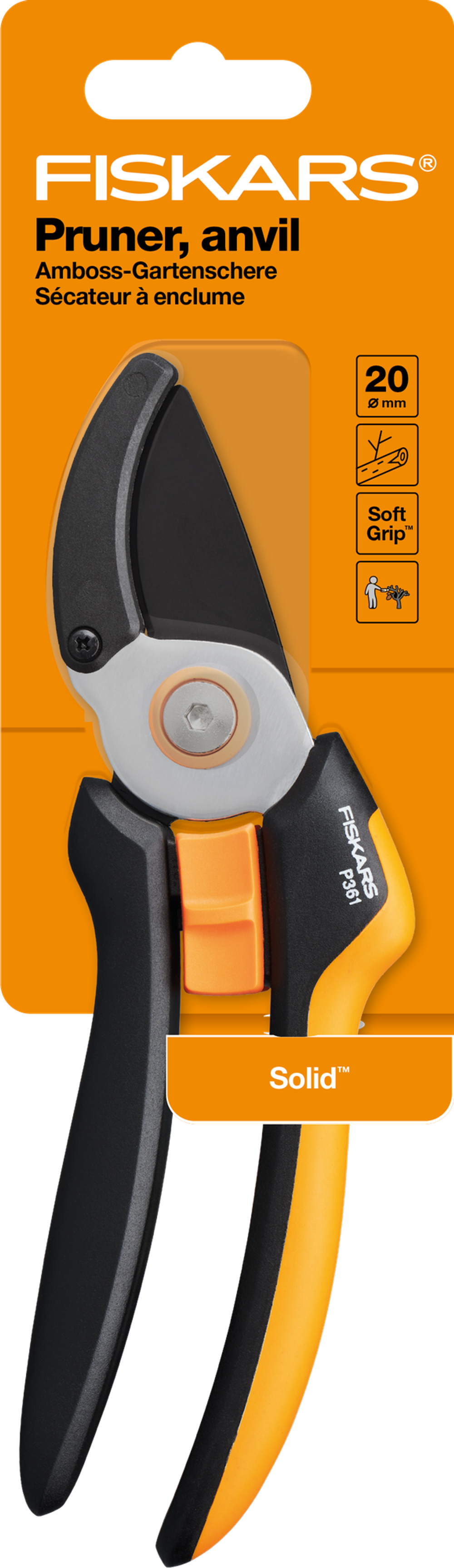 Секатор FISKARS Solid P361 черный/оранжевый