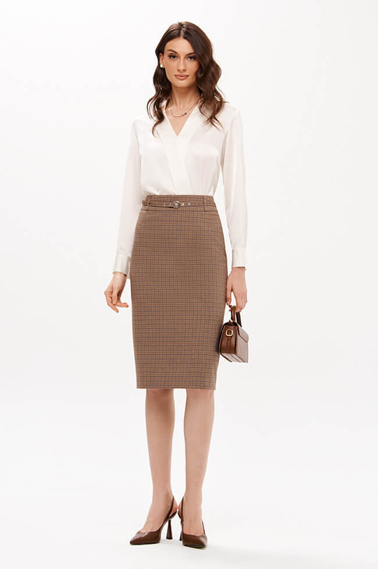4902 Юбка женская (коричневый клетка)