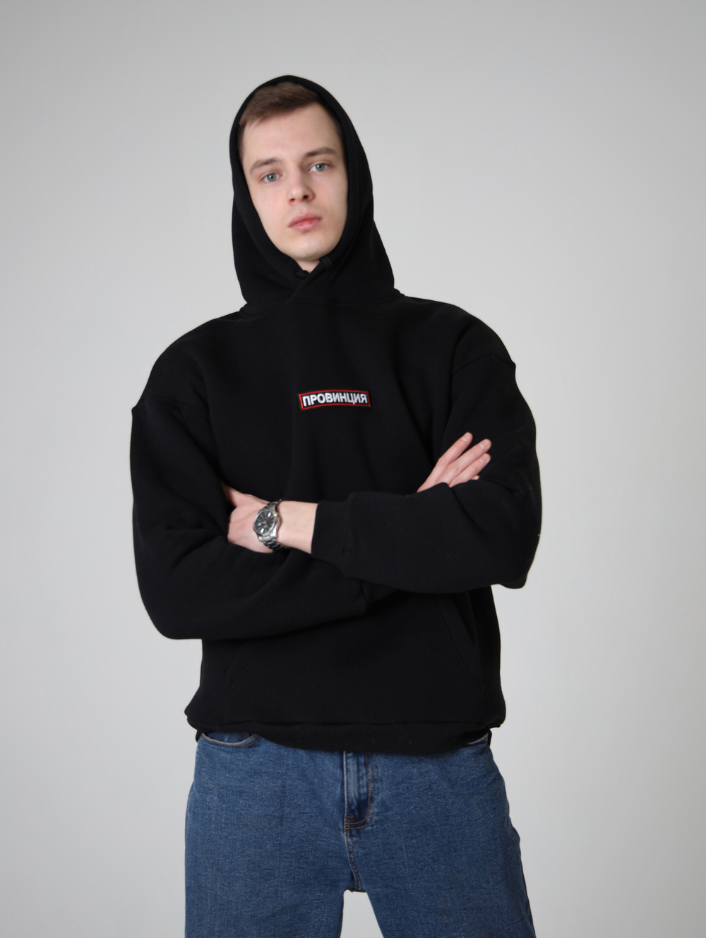 Купить худи мужское черное провинция