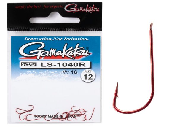 Крючки Gamakatsu LS-1040R NEW LABEL HOOKS RED разм. 12 16шт.