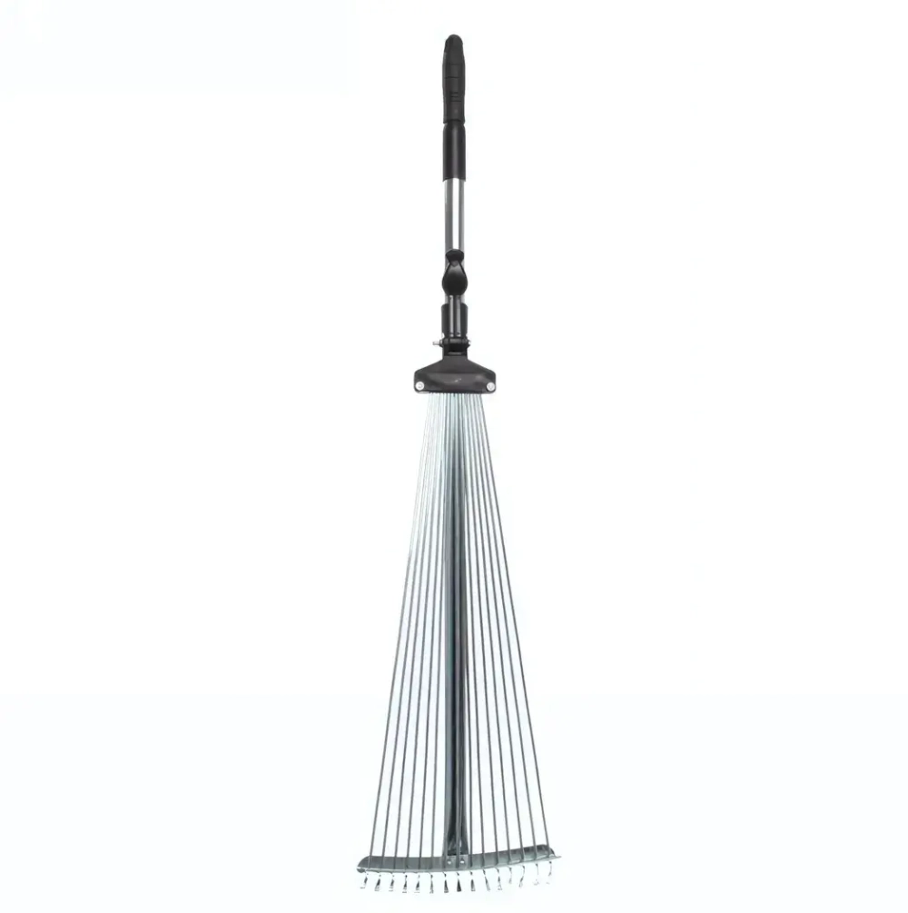 Грабли веерные алюминиевые раздвижные 15 зубьев с телескопическим черенком 1200мм ДоброСад