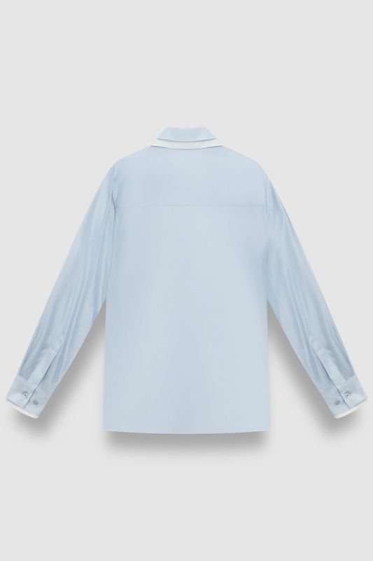 Блузка из тенселя с двойными деталями, голубой