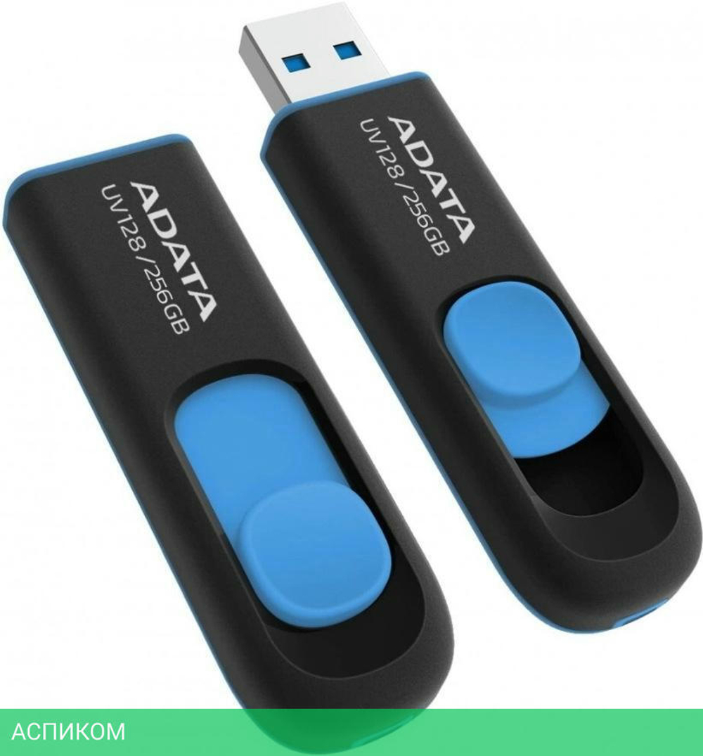 USB Flash-накопитель A-Data DashDrive UV128 256Gb черный/синий (AUV128-256G-RBE)