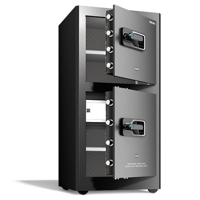 Сейф DELI "AE134" биометрический + электронный замок + ключ, 490х440х1000 мм, 61 кг, черный