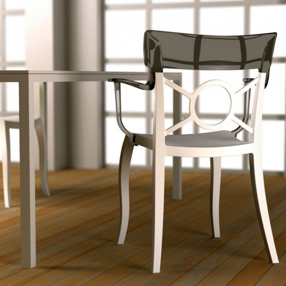 Кресло пластиковое Papatya Opera-K, белый, дымчатый