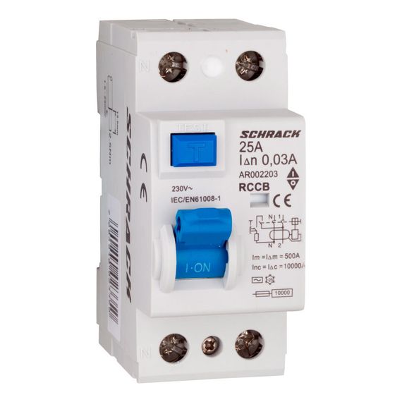 УЗО Schrack Technik 2P 25A 30mA тип AC 10kA Amparo AR002203-- (ВДТ)