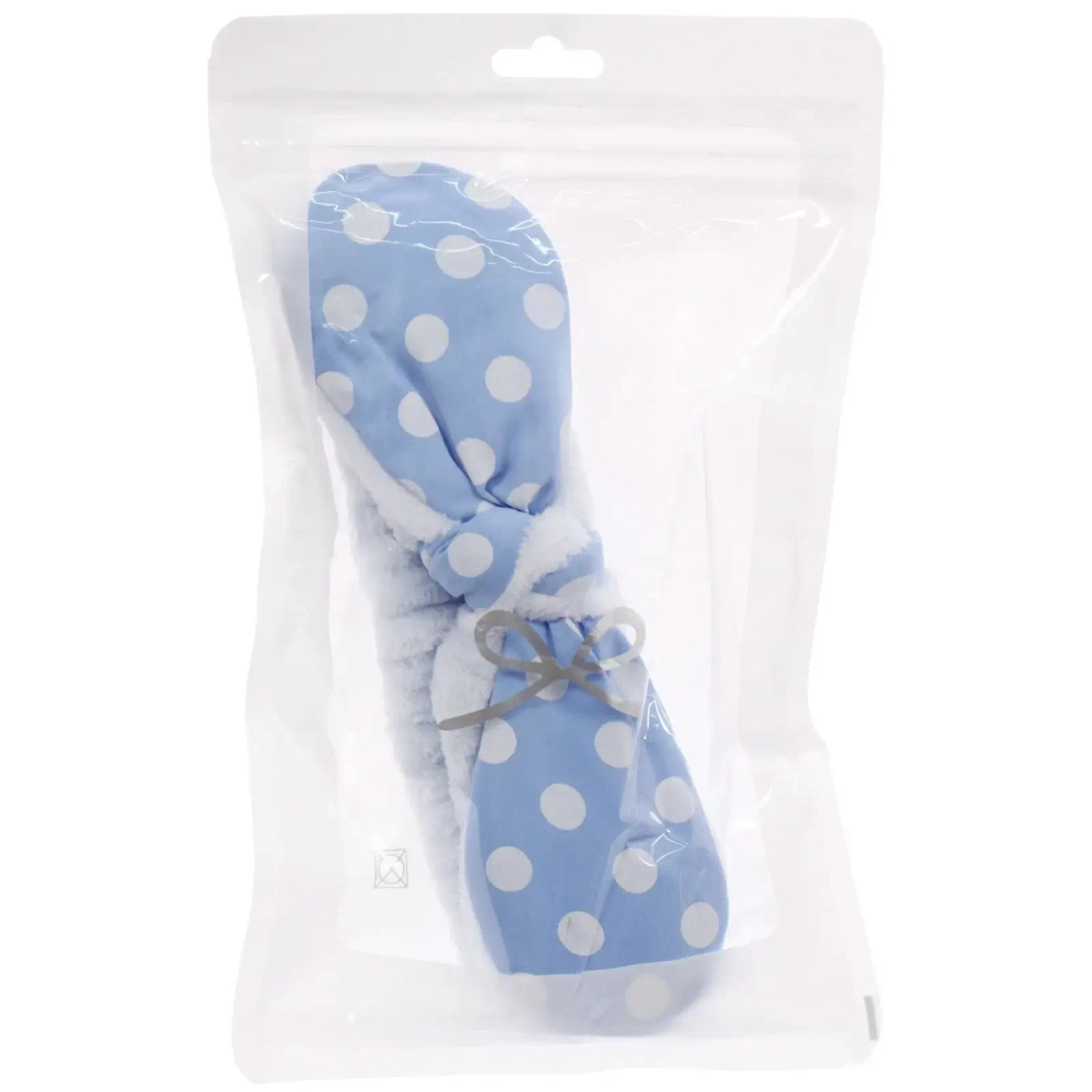 Повязка на голову косметическая «ДАЙМОНД РУШ», горошек, цвет лавандовый, пудровый, небесный, 20*5.5см (ZIP пакет)