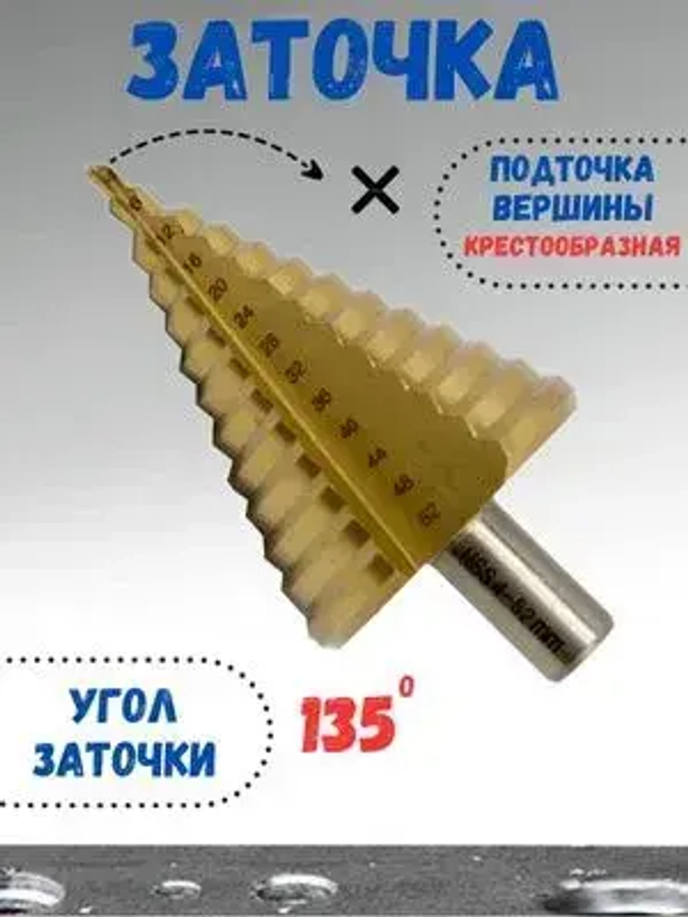 Сверло ступенчатое конусное по металлу 4 - 52 мм