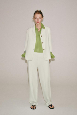 ZARA БРЮКИ ИЗ СМЕСОВОГО ЛЬНА — ZW COLLECTION, ЦВЕТ ЛЬДА