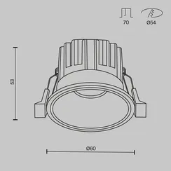 Встраиваемый светильник Раунд / Round 7 Вт 2700 К 50° Technical dl058-7w2.7k-b