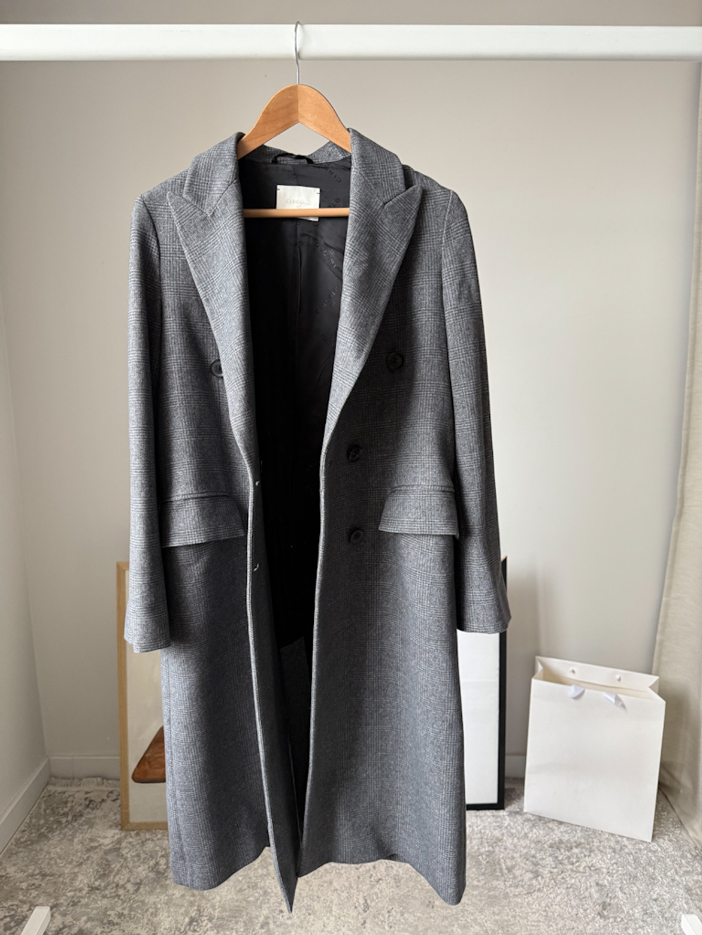 Пальто хлопковое в клетку Circolo, XS