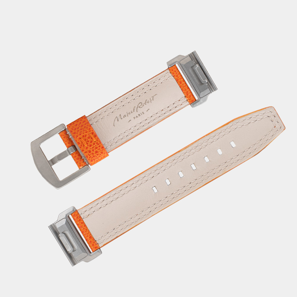 Ремешок для часов Garmin 51 mm с креплением из кожи теленка, оранжевого цвета