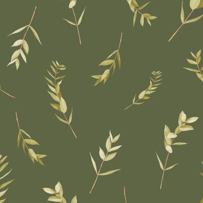 Крупные веточки эвкалипта на зеленом