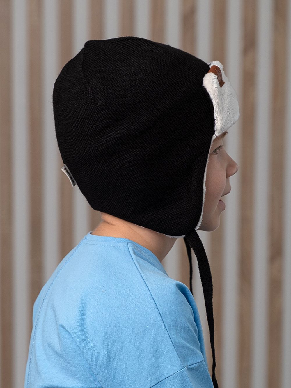 Шапка весенняя/осенняя вязаная (Черный) ТОКИ велюр