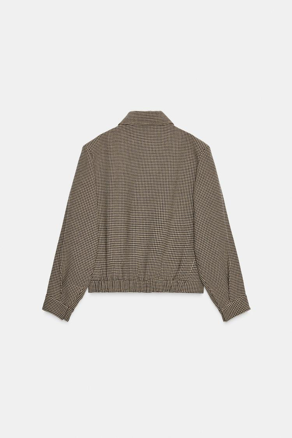 ZARA БОМБЕР В ГУСИНУЮ ЛАПКУ С ПОДПЛЕЧНИКАМИ, ЧЕРНЫЙ/КОРИЧНЕВЫЙ