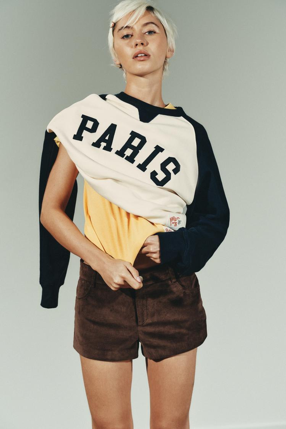 ZARA ТОЛСТОВКА В СТИЛЕ ПРЕППИ, МОРСКОЙ СИНИЙ