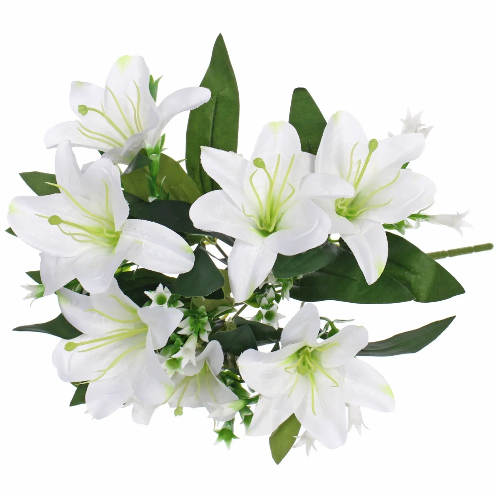 Искусственные цветы «Букет лилий» 35см 7 цветков белые