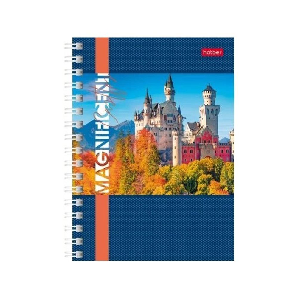 Блокнот А6, 140л, на гребне, клетка, Хатбер Великолепные замки, в ассортименте