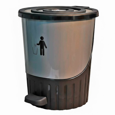 Ведро для мусора 14л с педалью, цвет серебро