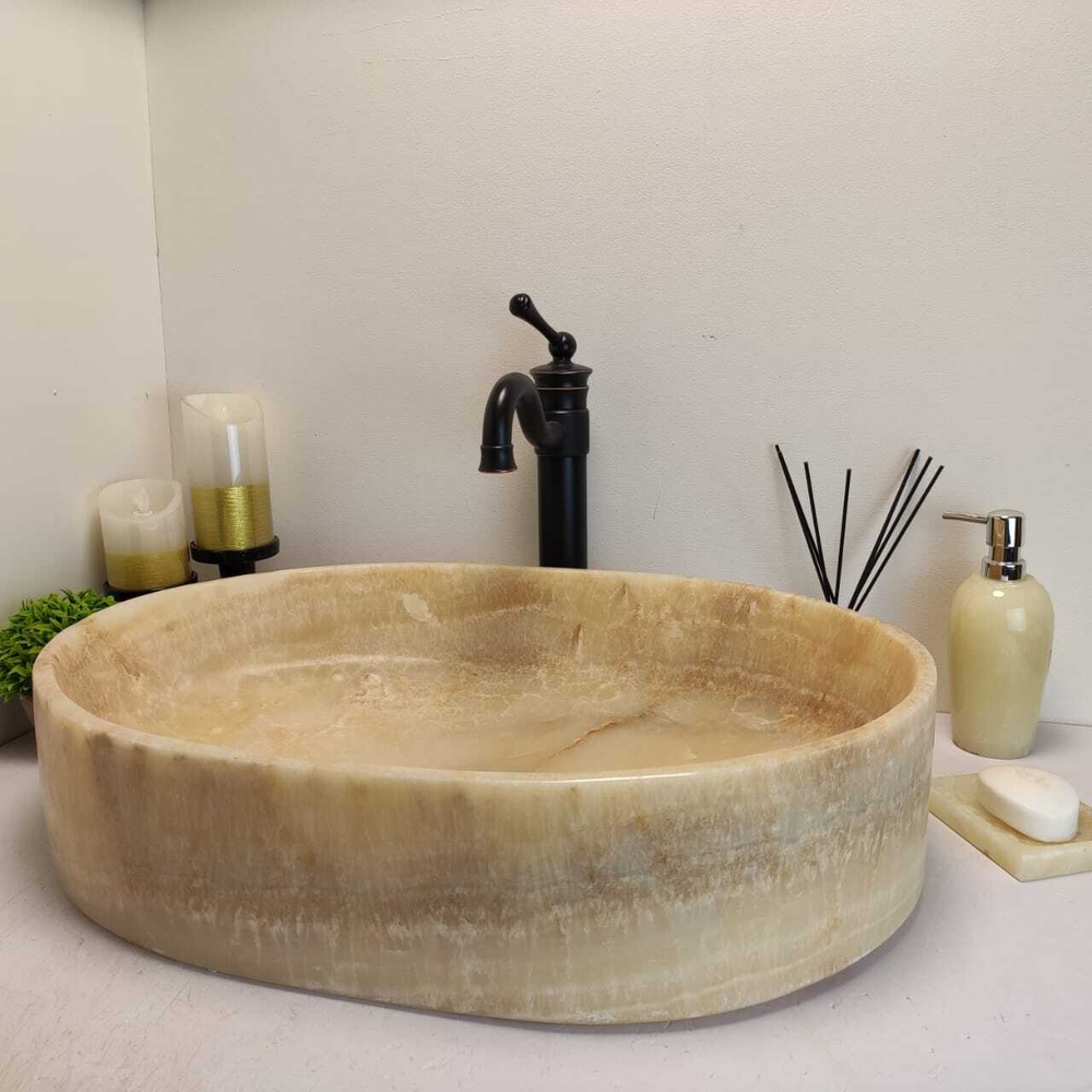 Раковина из оникса Oval Yellow Big OY-60661 60*40*14